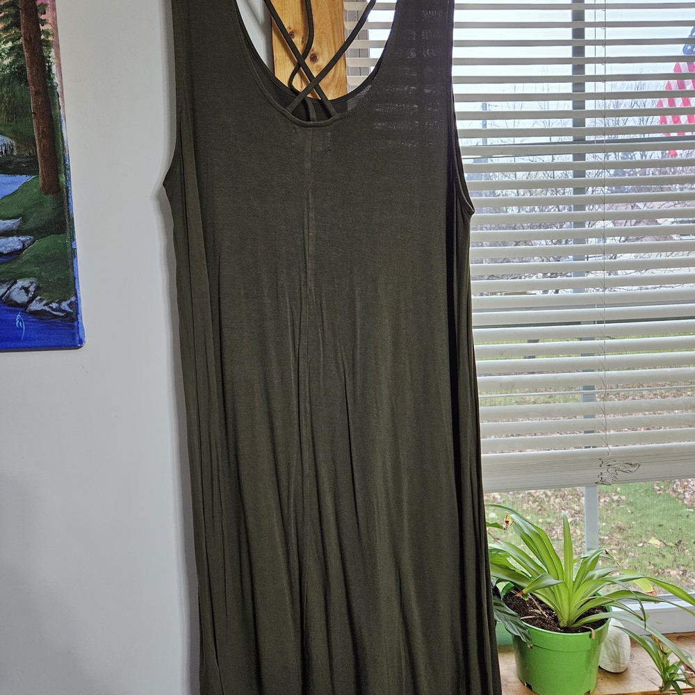 Maurices Dark Green Criss-Cross Back Dress